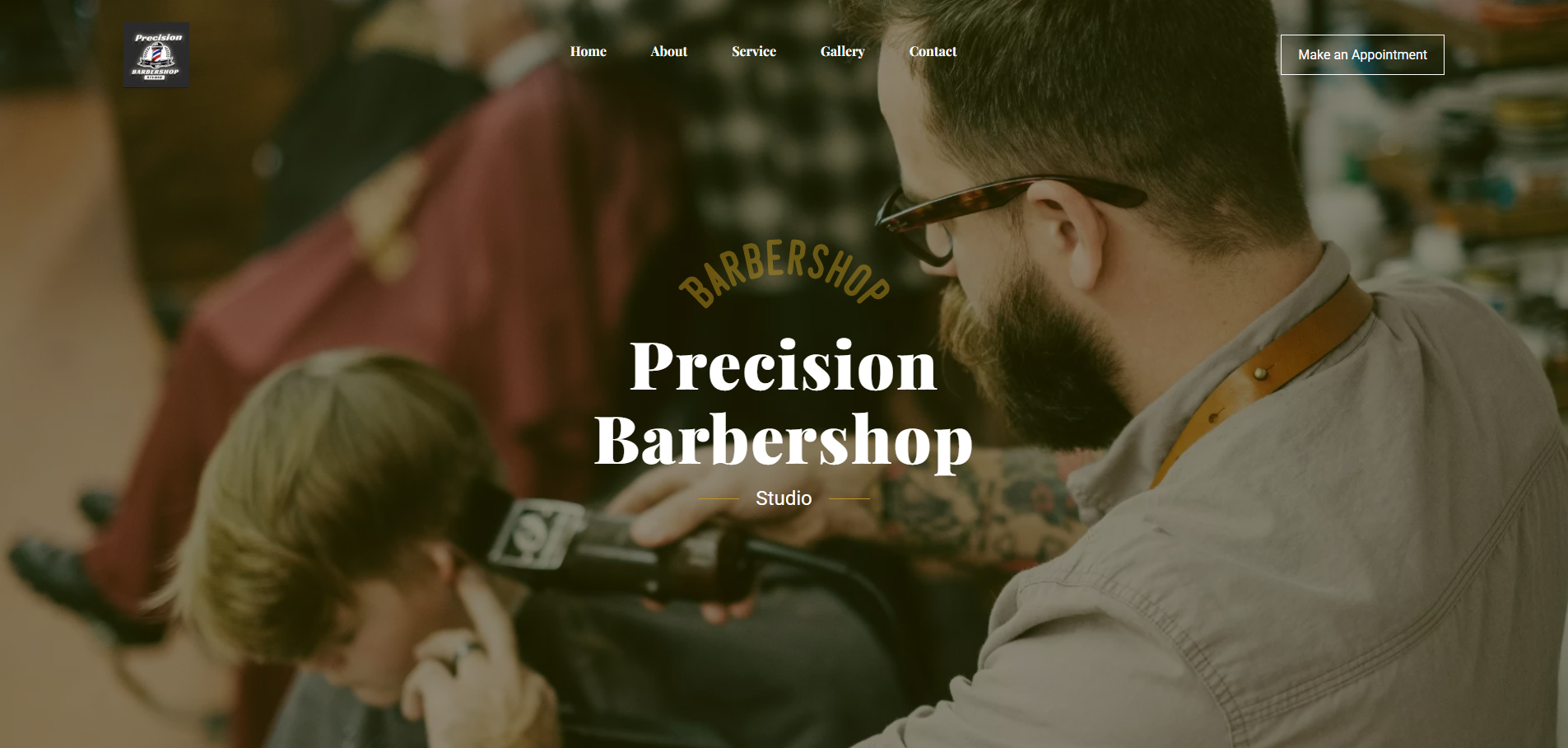 Landing page for Precision Barbershop Studio